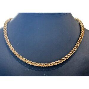 Luxurious Signed BC Lind Woven Chain Necklace 14K GE 18" Long